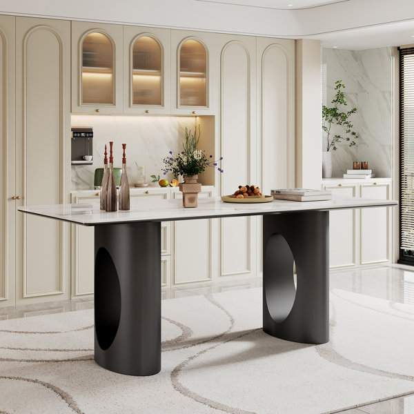 Westco Furniture Faux Marble Top Metal Base Dining Table Wayfair